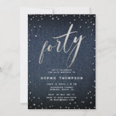 デニムダイヤモダンズミニマリスト40歳の誕生日 招待状 (正面)