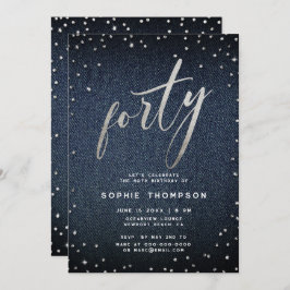 デニムダイヤモダンズミニマリスト40歳の誕生日 招待状