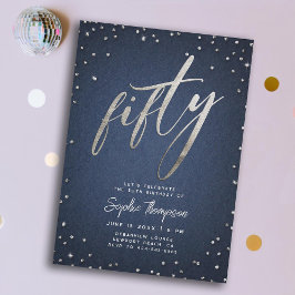 デニムダイヤモダンズミニマリスト50誕生日 招待状