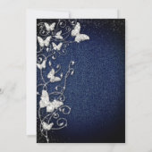 デニムダイヤモンドきらきら光るつる植物バタフライバースデーパーティー 招待状 (裏面)