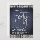 デニムダイヤモンドきらきら光るクラスイ40歳の誕生日パーティー 招待状 (正面)