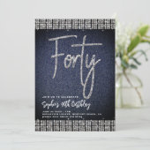 デニムダイヤモンドきらきら光るクラスイ40歳の誕生日パーティー 招待状 (スタンド正面)