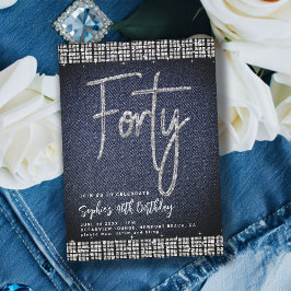 デニムダイヤモンドきらきら光るクラスイ40歳の誕生日パーティー 招待状