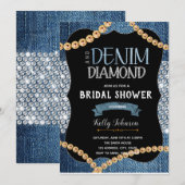 デニムダイヤモンドとゴールドパール 招待状 (正面/裏面)