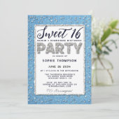 デニムダイヤモンドグリッターフレームスウィート16パーティー 招待状 (スタンド正面)