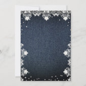 デニムダイヤモンドグリッターレースエレガントブライダルシャワー 招待状 (裏面)