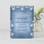 デニムダイヤモンドグリッターレースモダンブライダルシャワー 招待状 (スタンド正面)