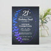 デニムダイヤモンドグリッター蝶バースデーパーティー 招待状 (スタンド正面)