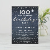 デニムダイヤモンドモダングリッター100thバースデーパーティー 招待状 (スタンド正面)