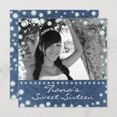 デニムダイヤモンド写真フォトスイーツ16招待状 招待状 (正面/裏面)
