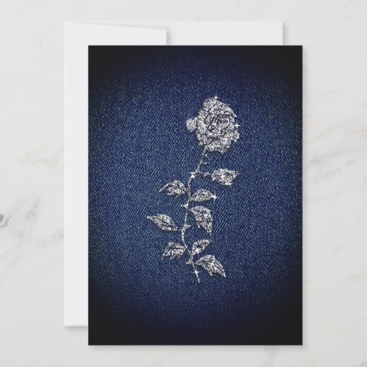 デニムダイヤモンド女性のカーボーイきらきら光るブート誕生日パーティー 招待状 (裏面)