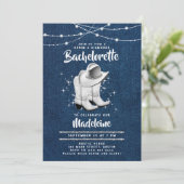 デニムダイヤモンド女性のカーボーイハットブーツシックバチェロレッテ 招待状 (スタンド正面)