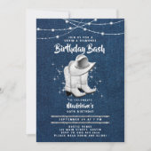 デニムダイヤモンド女性のカーボーイハットブーツシック50誕生日 招待状 (正面)