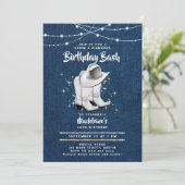 デニムダイヤモンド女性のカーボーイハットブーツシック50誕生日 招待状 (スタンド正面)