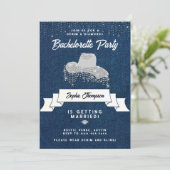 デニムダイヤモンド女性のカーボーイハットラインストーンバチェロレッテ 招待状 (スタンド正面)