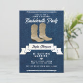 デニムダイヤモンド女性のカーボーイブーツ素朴バチェロレッテ 招待状 (スタンド正面)