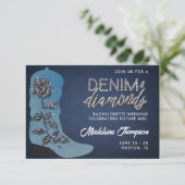 デニムダイヤモンド女性のカーボーイブートバチェロレッテの旅程 招待状 (スタンド正面)