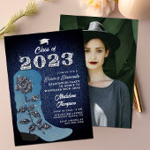 デニムダイヤモンド女性のカーボーイブートフォト卒業パーティー 招待状