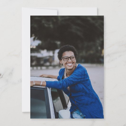 デニムダイヤモンド女性のカーボーイブートフォト卒業パーティー 招待状 (裏面)