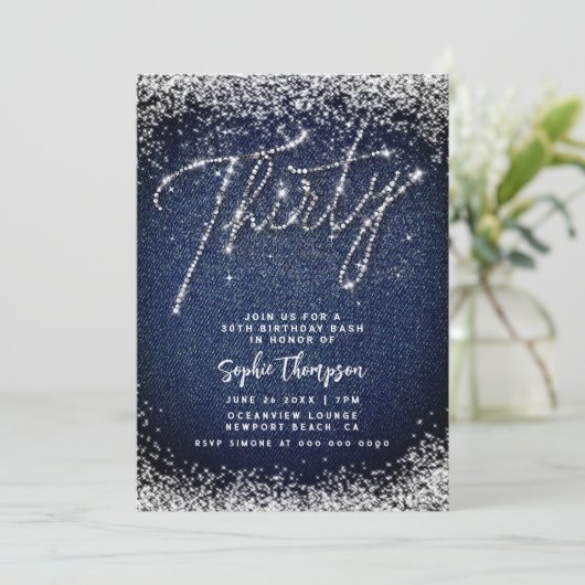 デニムダイヤモンド書道30歳の誕生日パーティー 招待状 (スタンド正面)