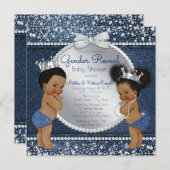 デニムダイヤモンド民族性リビールシャワー 招待状 (正面/裏面)