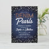 デニムダイヤモンド真珠のカップルエレガントシャワー 招待状 (スタンド正面)