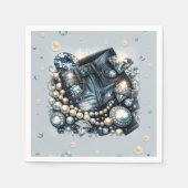 デニムダイヤモンド&ピアスジーンズきらきら光るバースデーパーティー スタンダードカクテルナプキン (正面)