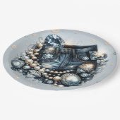 デニムダイヤモンド&ピアスジーンズきらきら光るバースデーパーティー ペーパープレート (アングル)