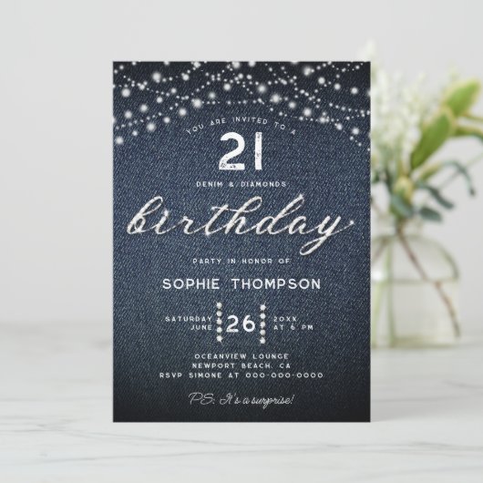 デニムダイヤ素朴ズライツ21歳の誕生日 招待状 (スタンド正面)