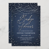 デニムダイヤ素朴ンライトニュートラルベビーシャワー 招待状 (正面/裏面)