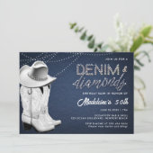 デニムダイ素朴モンズグラムハットブーツ50誕生日 招待状 (スタンド正面)