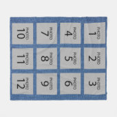 デニムテキスタイルで12フォトコラージュを作成 フリースブランケット (正面(横))