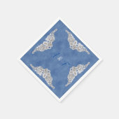 デニムテクスチャとクリームレース スタンダードカクテルナプキン (角)