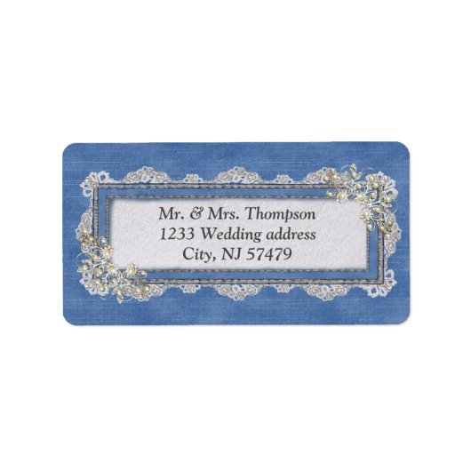 デニムテクスチャレースと真珠 ラベル (正面)