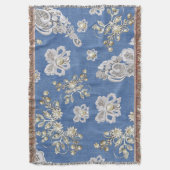 デニムテクスチャーレースと真珠 スローブランケット (正面縦)