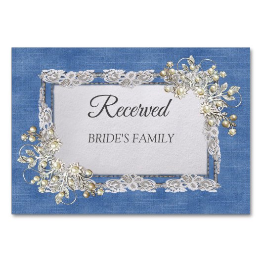 デニムテクスチャーレースと真珠 テーブルナンバー (正面)