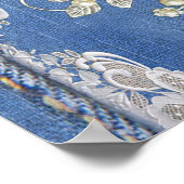 デニムテクスチャーレースと真珠 ポスター (角)