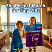 デニムテクスチャ。パープルのロマンチックなピンクのフラミンゴ バスタオルセット