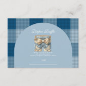 デニムテディベア赤ちゃんシャワーおむつラッフル エンクロージャーカード (正面)