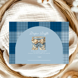 デニムテディベア赤ちゃんシャワーおむつラッフル エンクロージャーカード