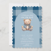 デニムテディベア赤ちゃんシャワー 招待状 (正面)