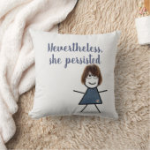 デニムドレスのスティックガール引用文 クッション (ブランケット)