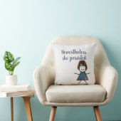 デニムドレスのスティックガール引用文 クッション (椅子)