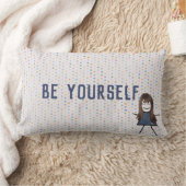 デニムドレスのスティックガール引用文 ランバークッション (ブランケット)