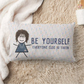 デニムドレスのスティックガール引用文 ランバークッション (ブランケット)