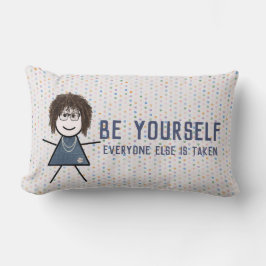 デニムドレスのスティックガール引用文 ランバークッション