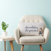 デニムドレスのスティックガール引用文 ランバークッション (椅子)