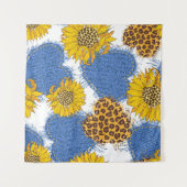 デニムハートは、裂けた縁と裂けた布で作られる タペストリー (正面(横))