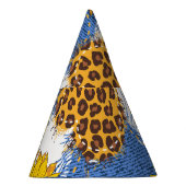 デニムハートヒョウひまわり模様 パーティーハット (右)