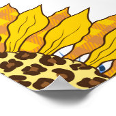 デニムハートヒョウひまわり模様 ポスター (角)